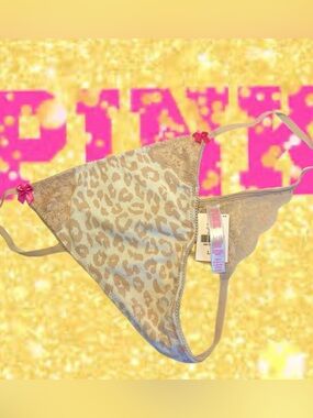 NWT PINK Extra Low Rise V-string Vintage Lace Back Victoria's Secret Y2K - Large
